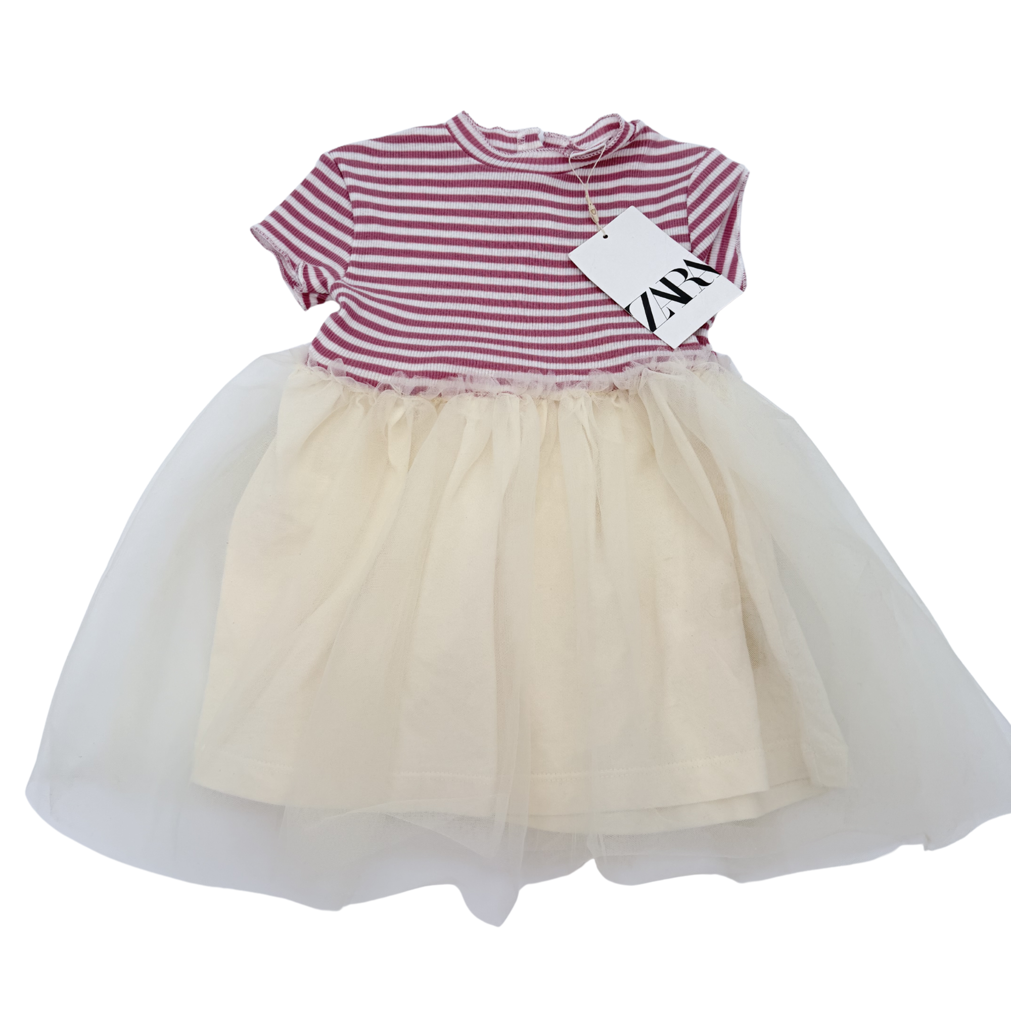 Robe bébé rayée avec jupe en tulle — 18 mois