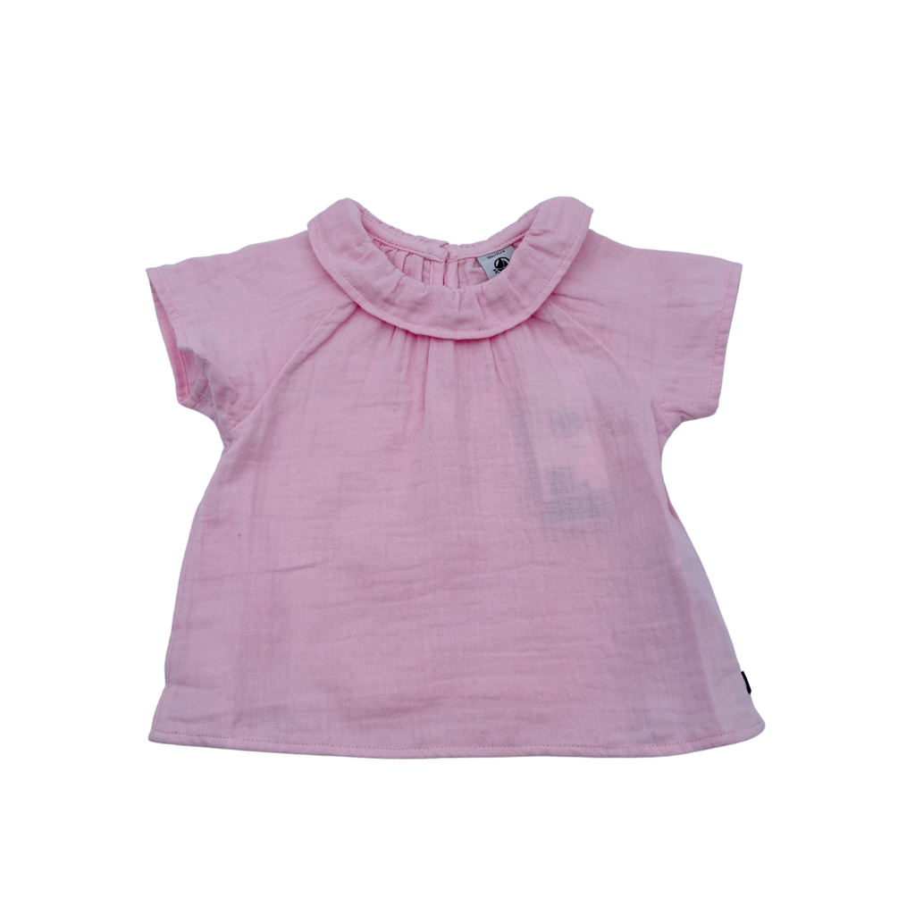 Blouse en gaze de coton rose - 12 mois