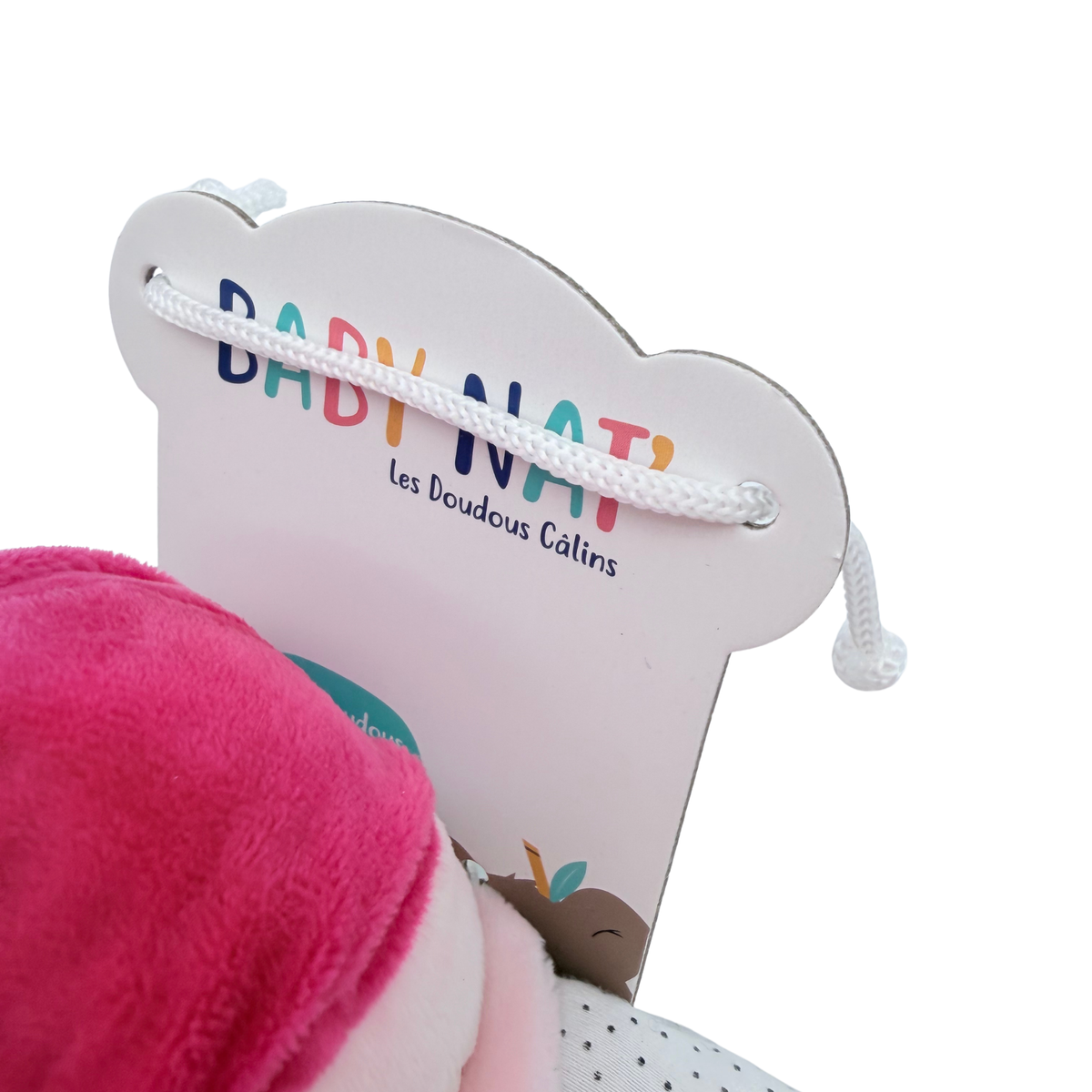 Peluche d'éveil rose avec anneau de dentition