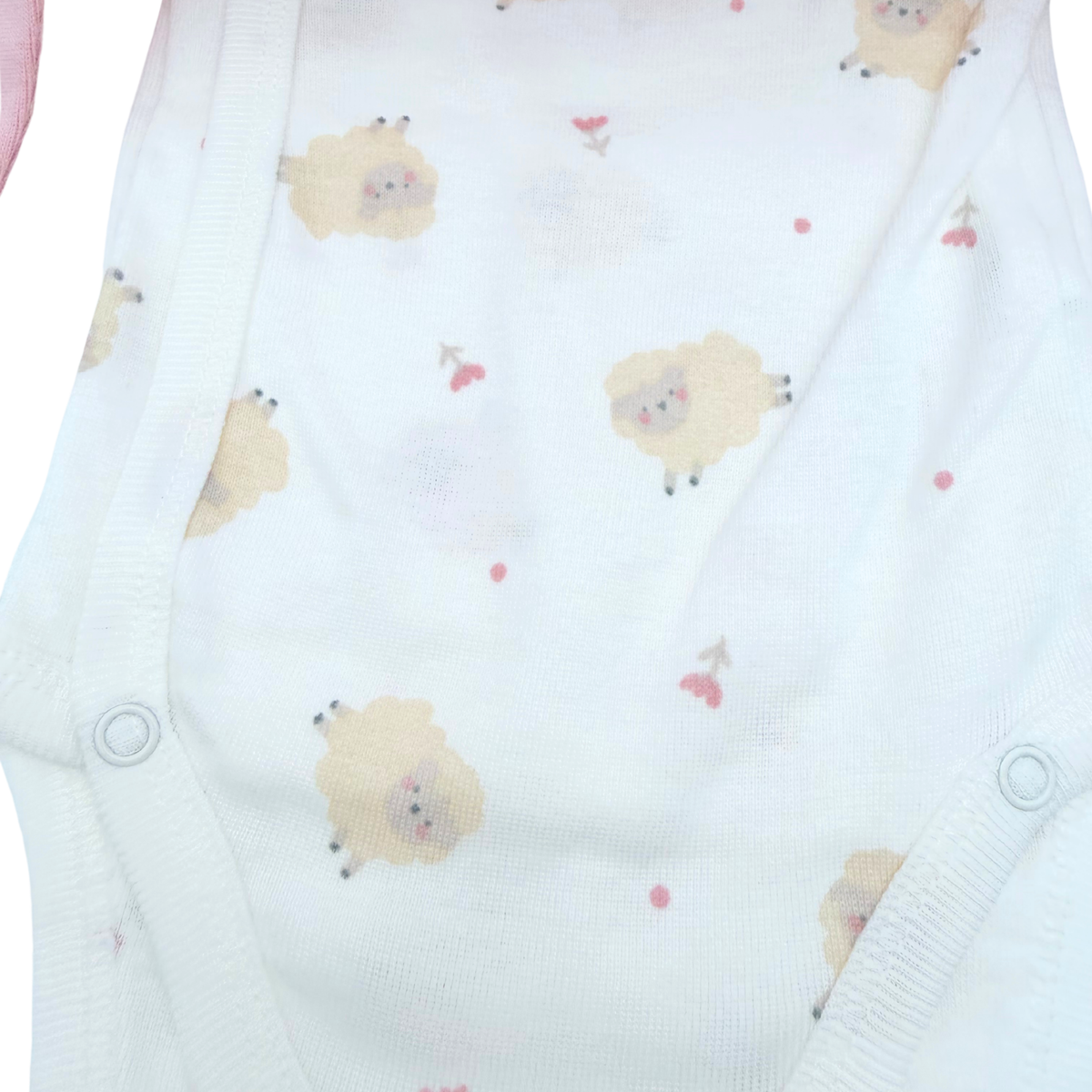 Lot de 3 bodies bébé croisés rose et blanc - 1 mois