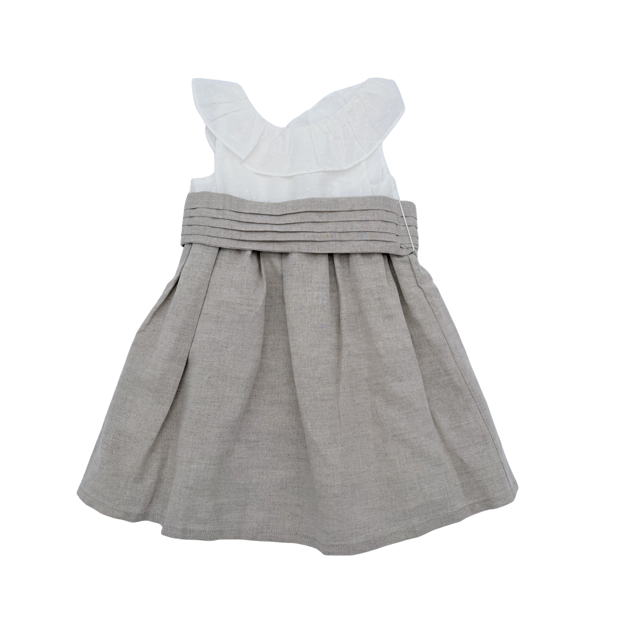 Robe bébé bi-matière beige & écru — 18-24 mois