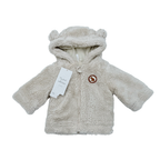 Veste bébé en sherpa à capuche écru - 1 mois