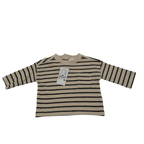 T-shirt bébé rayé beige & noir — 2-4 mois