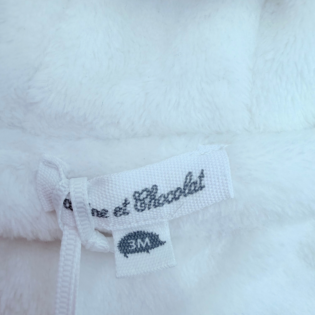 Manteau bébé en maille écrue à capuche - 3 mois