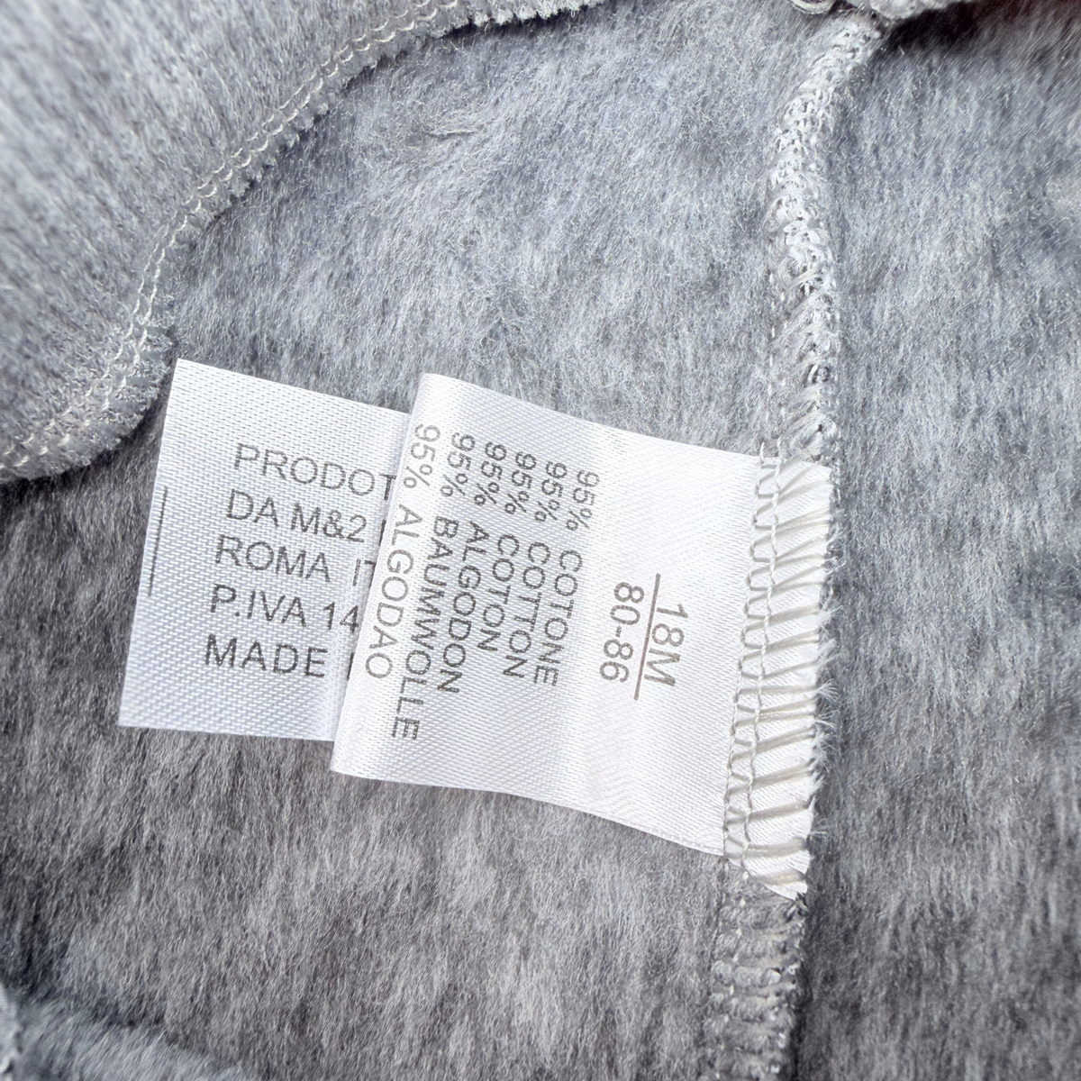 Ensemble blanc et gris avec pantalon évasé - 18 mois
