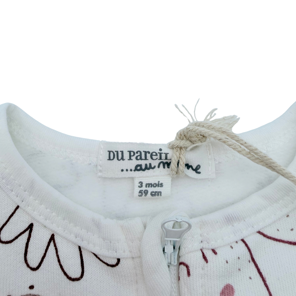 Pyjama bébé blanc imprimé animaux de la forêt - 3 mois