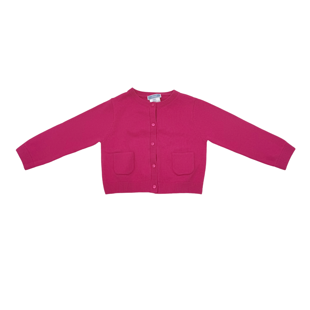 Gilet bébé rose fuchsia en maille boutonnée - 24 mois