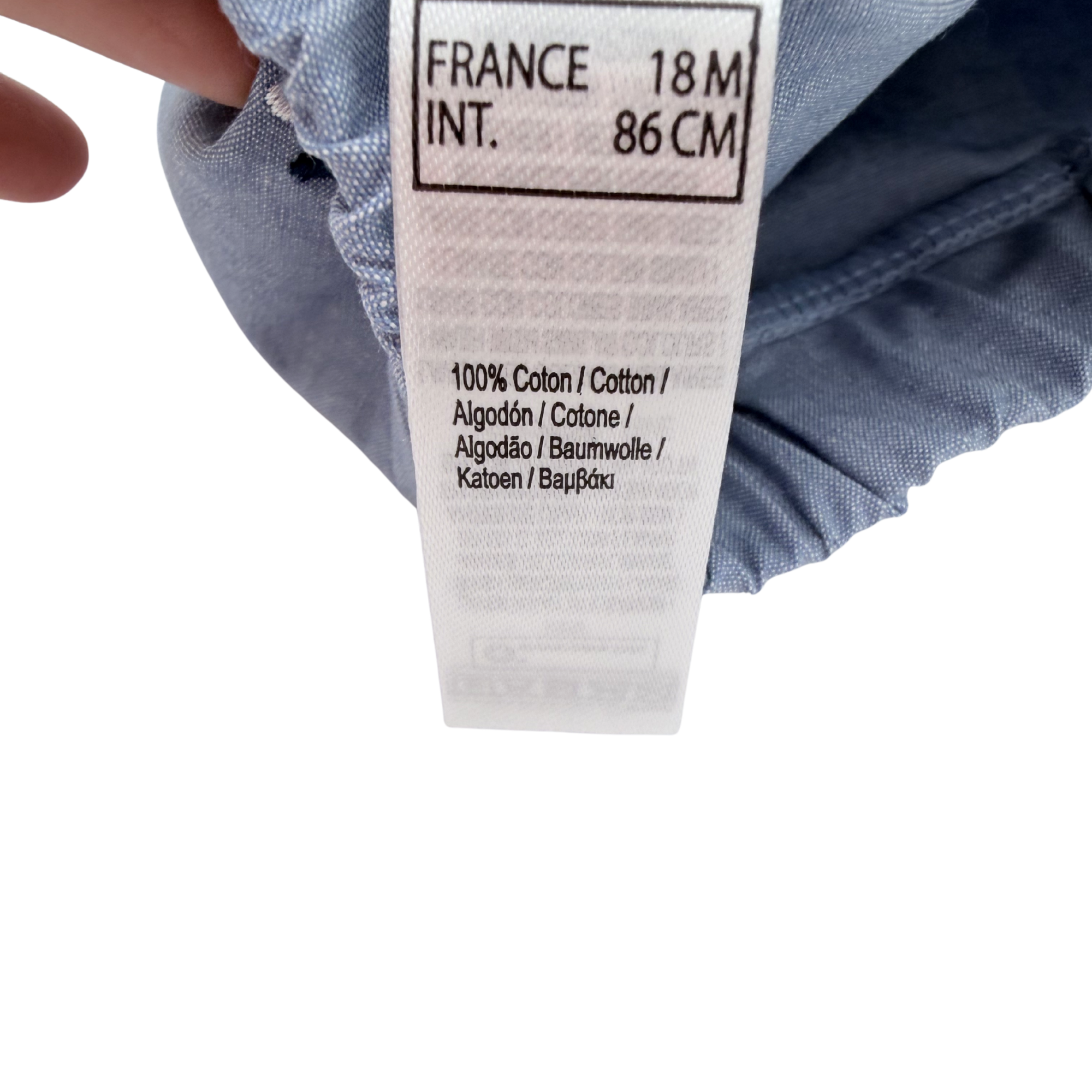 Short bleu brodé — 18 mois