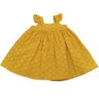 Ensemble robe broderie anglaise moutarde et bloomer - 6 mois