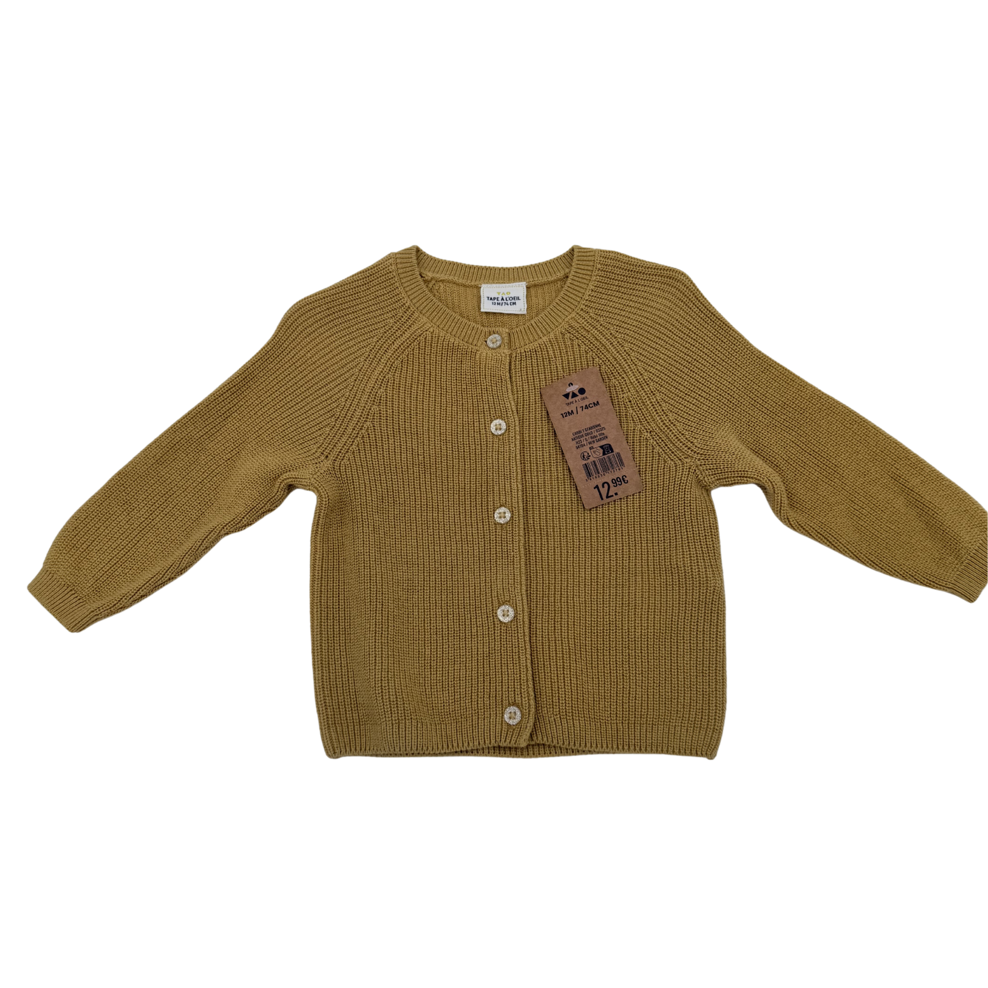 Gilet maille moutarde — 12 mois