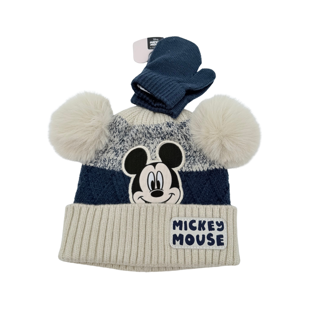 Bonnet Mickey Mouse à pompons – 0-6 mois