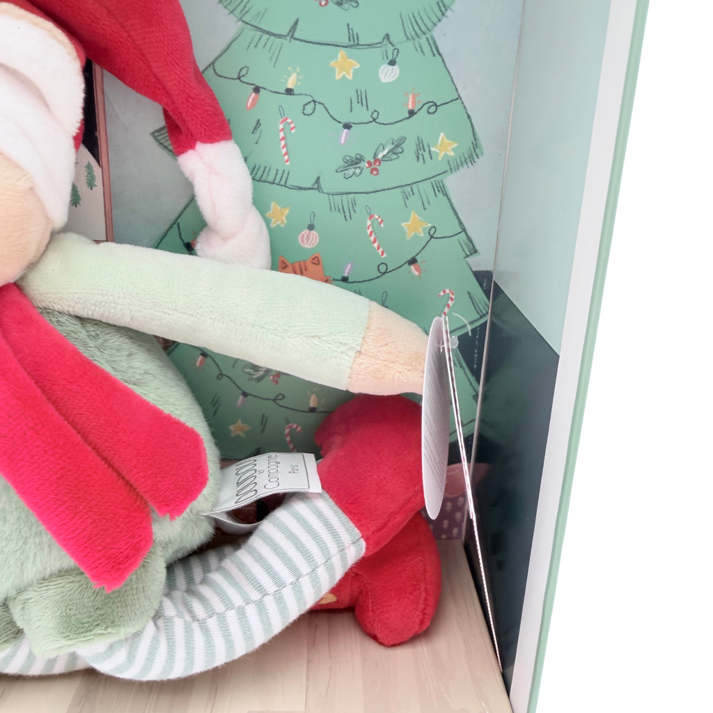 Peluche lutin farceur de Noël avec boîte décorative