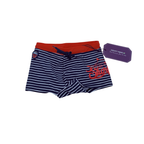 Boxer de bain rayé bleu marine et rouge — 2-3 ans