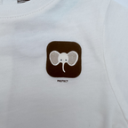 T-shirt blanc manches longues éléphant — 6 mois