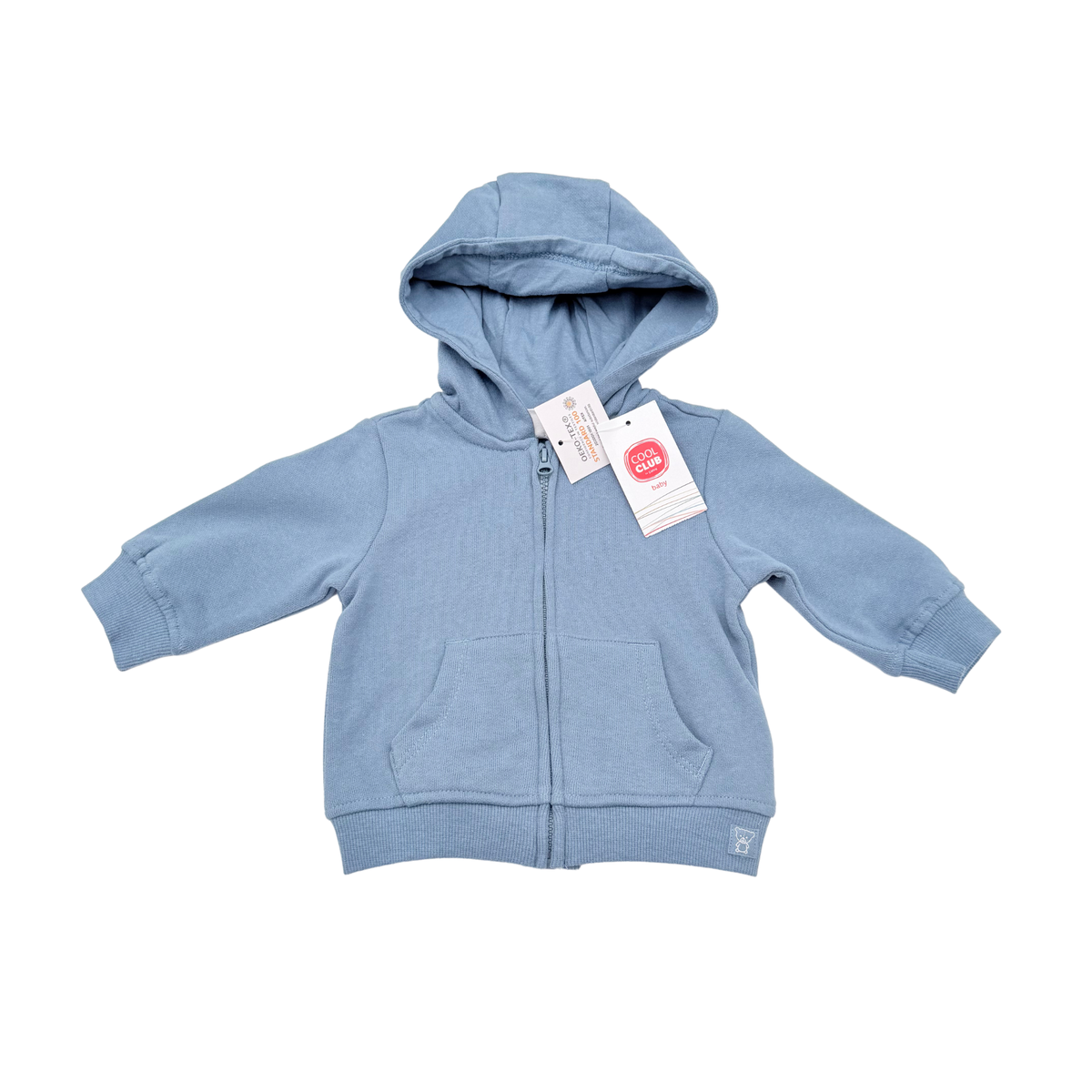 Gilet bleu à capuche zippé - 3 mois