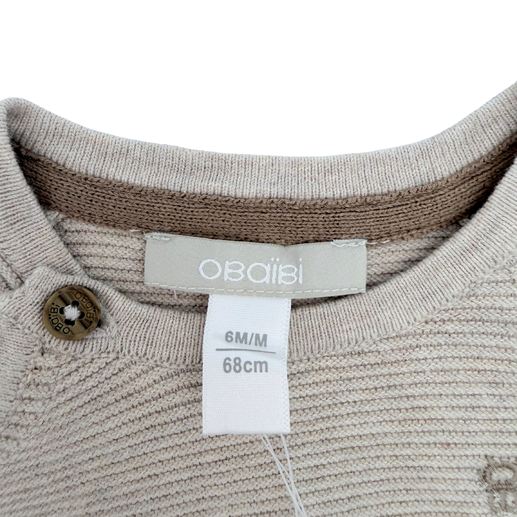 Brassière beige chiné à boutons — 6 mois
