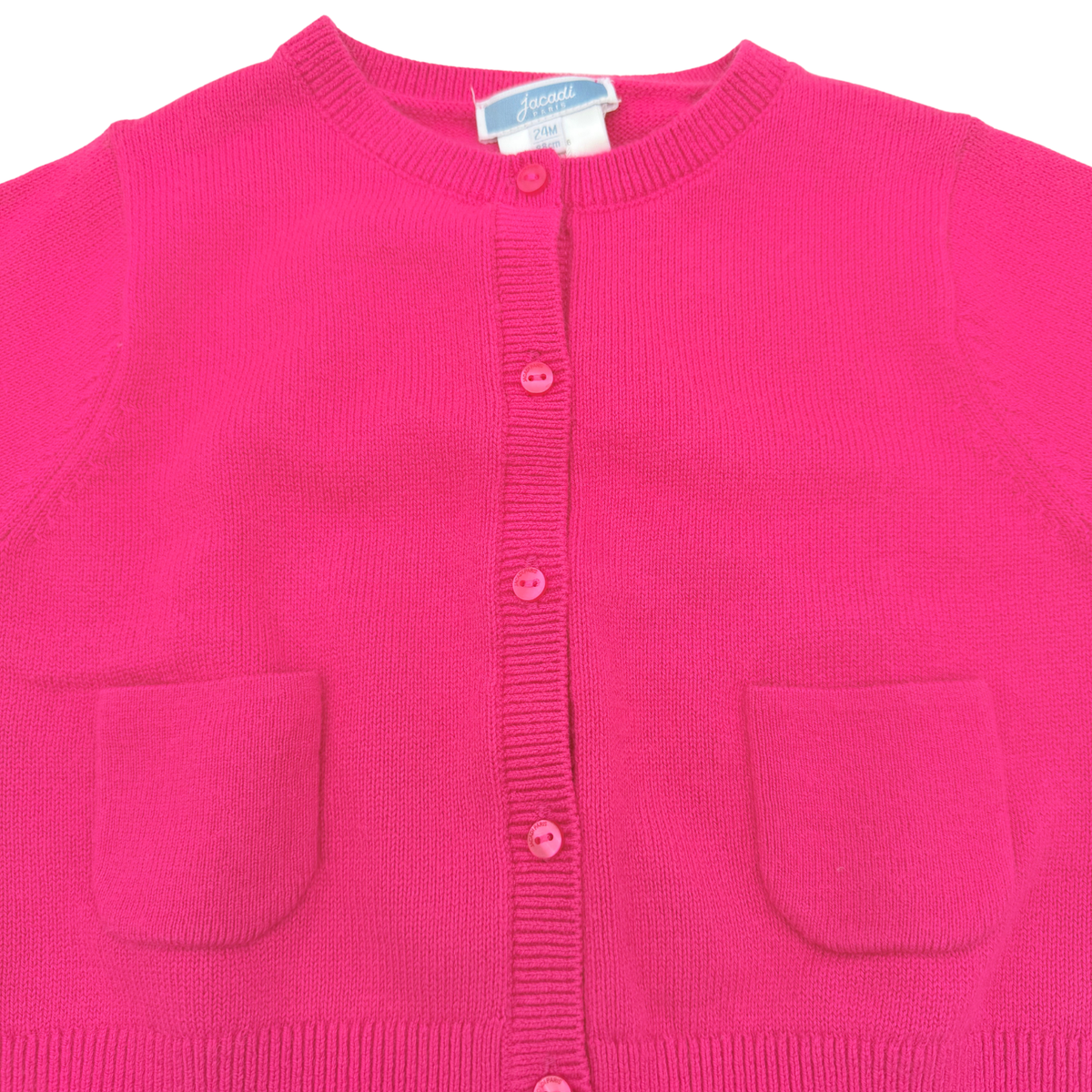 Gilet bébé rose fuchsia en maille boutonnée - 24 mois