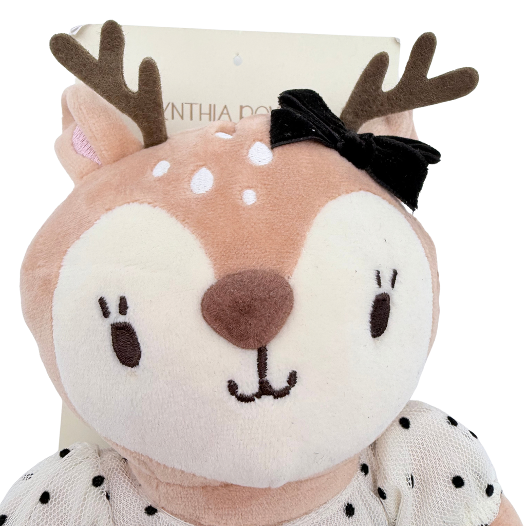 Peluche biche en robe à pois