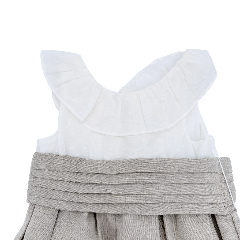 Robe bébé bi-matière beige & écru — 18-24 mois