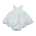Robe de cérémonie bébé avec culotte intégrée écrue – 6 mois