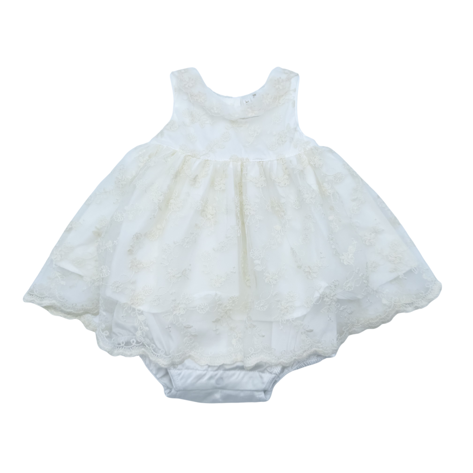 Robe de cérémonie bébé avec culotte intégrée écrue – 6 mois