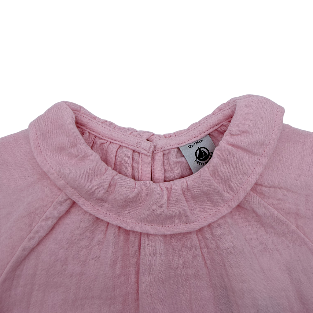 Blouse en gaze de coton rose - 12 mois