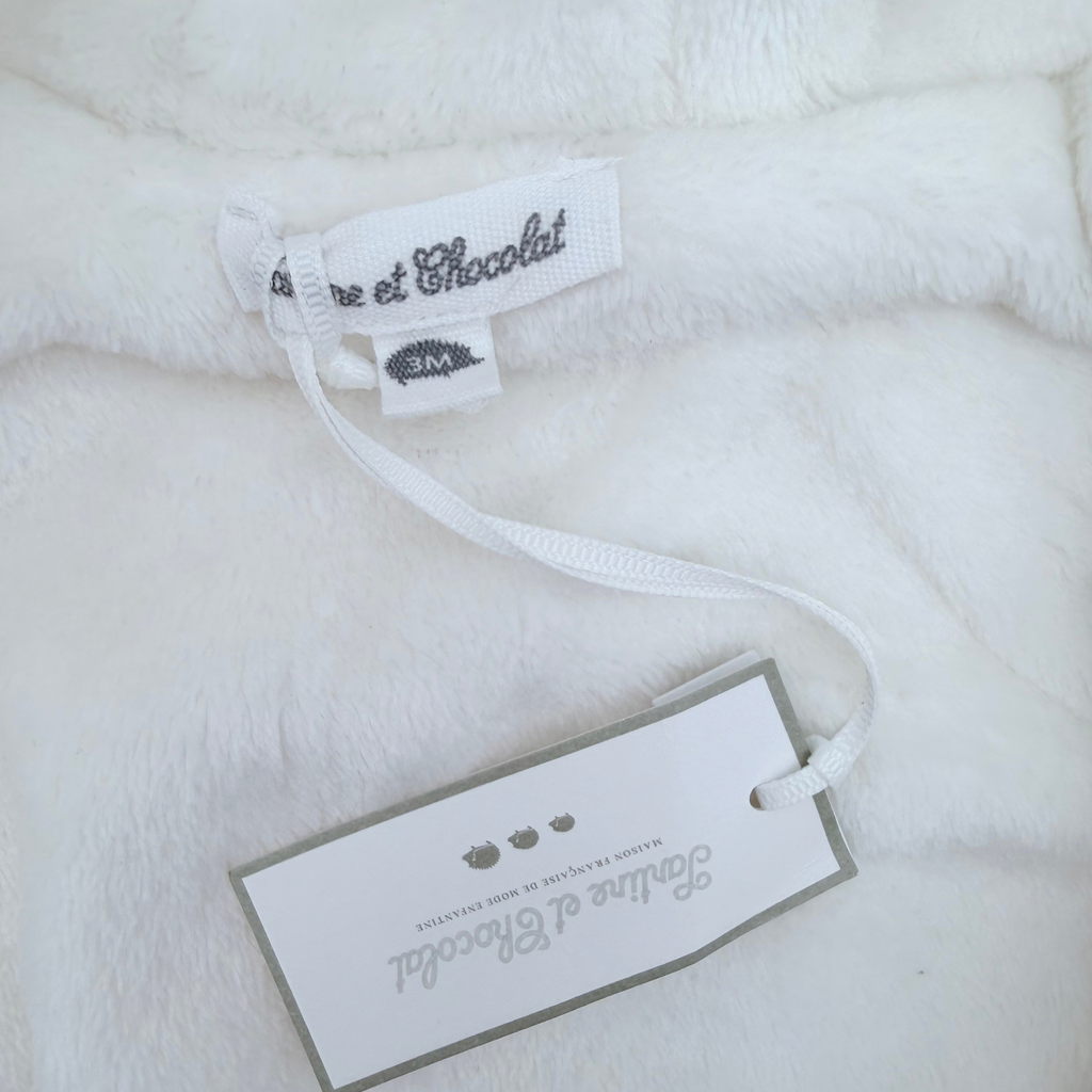 Manteau bébé en maille écrue à capuche - 3 mois