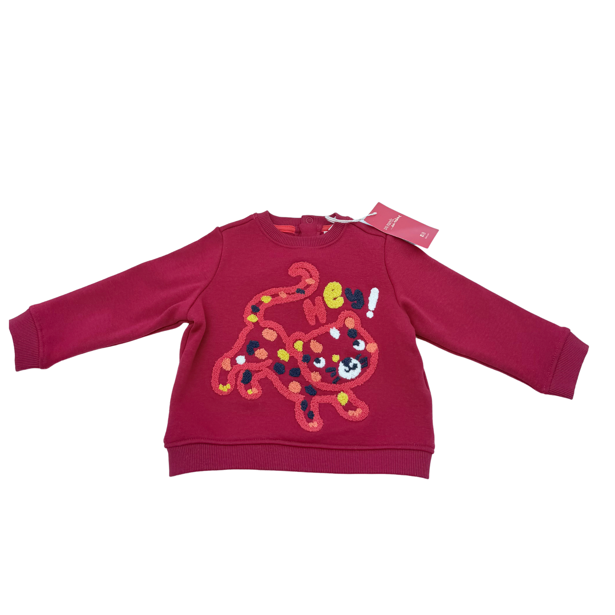 Sweat bébé rouge à motif léopard coloré - 6 mois