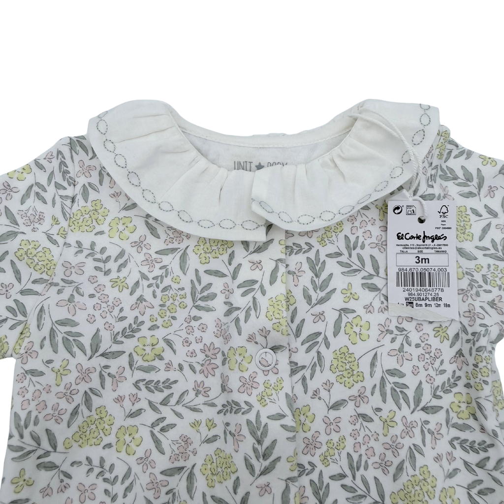 Pyjama à col volant imprimé fleuri — 3 mois