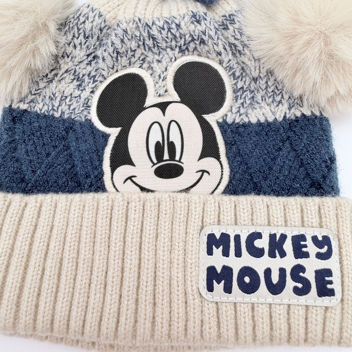 Bonnet Mickey Mouse à pompons – 0-6 mois