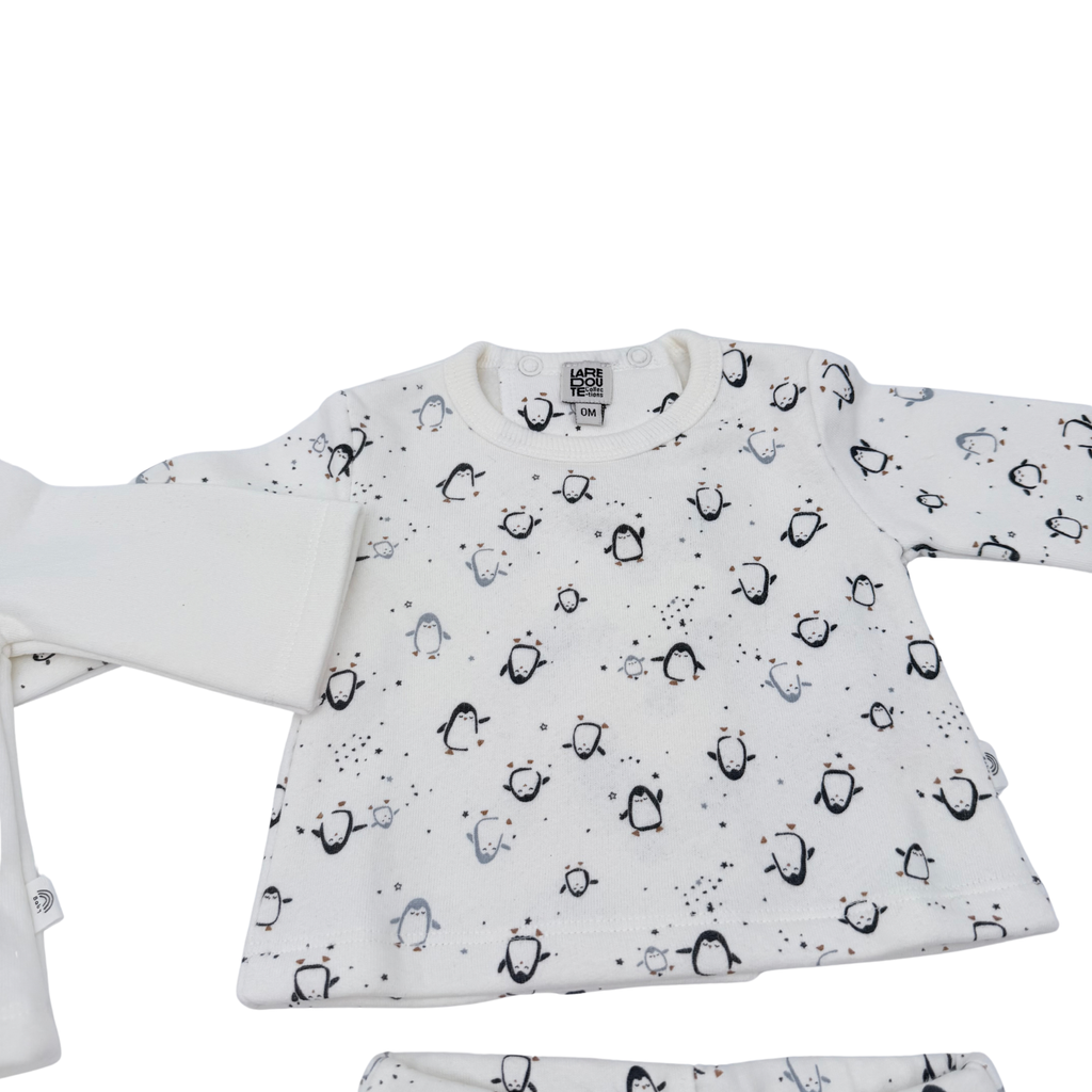 Lot de 2 ensembles bébé écrus motif pingouins - Naissance