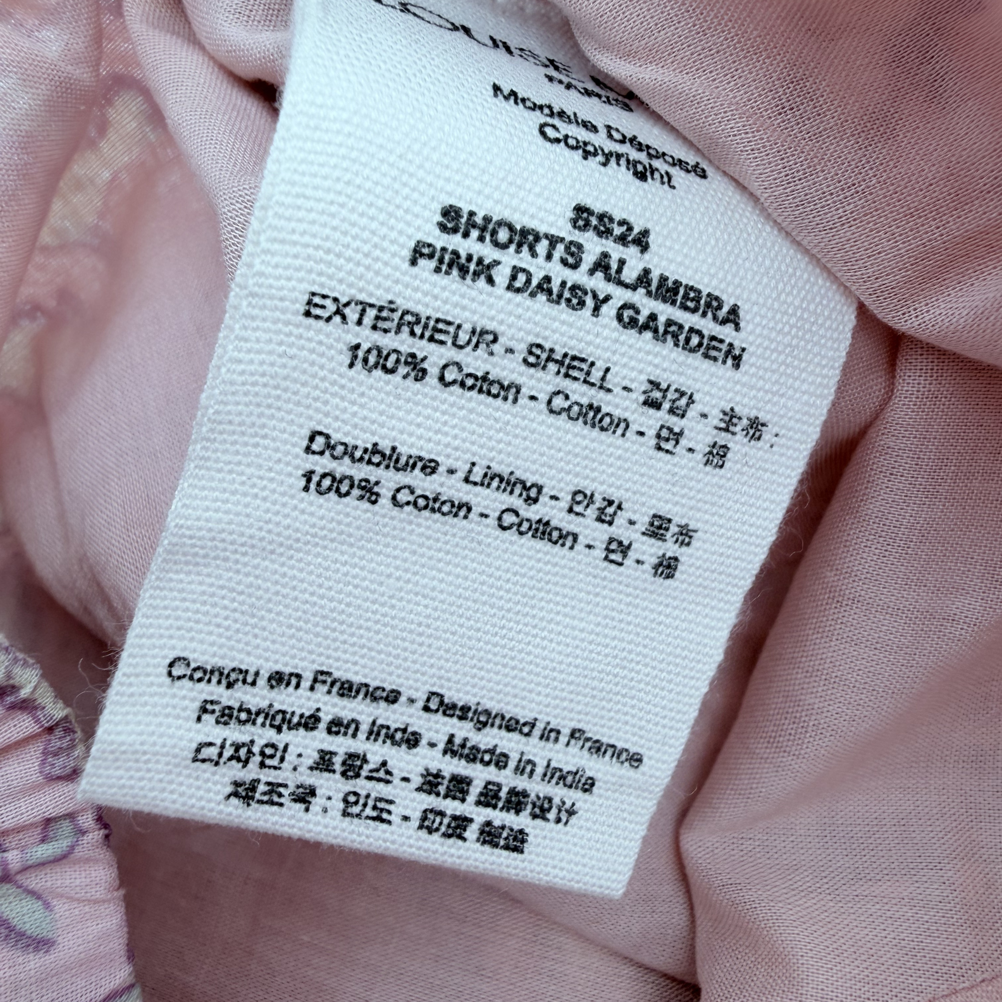 Short fleuri vieux rose — 9 mois