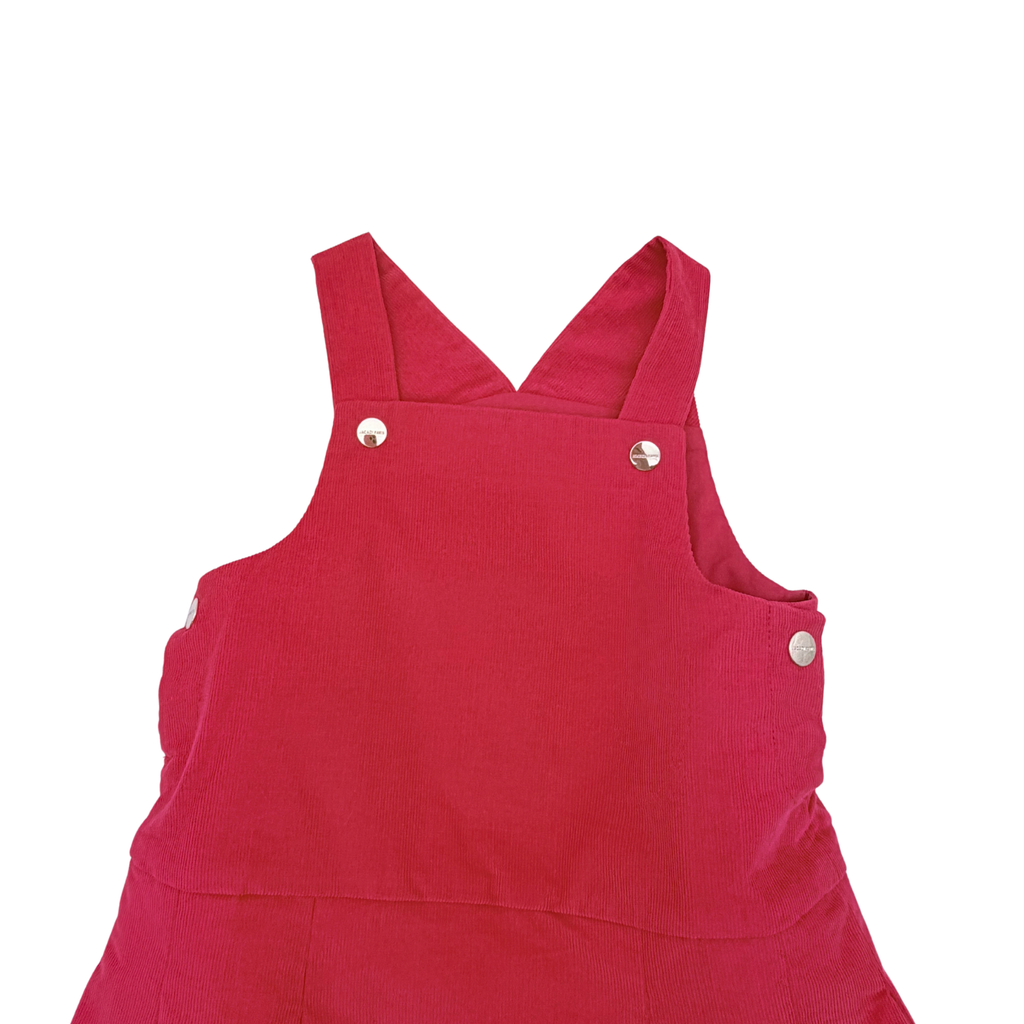 Robe salopette rouge plissée - 36 mois