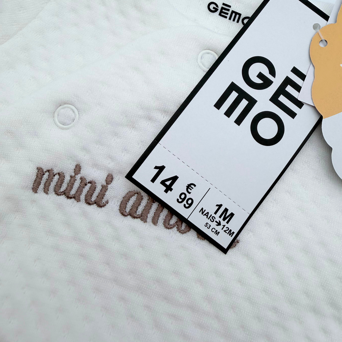 Pyjama bébé blanc « Mini Amour » - 1 mois