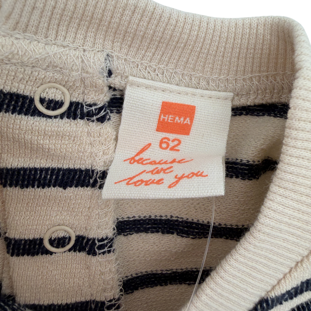 T-shirt bébé rayé beige & noir — 2-4 mois