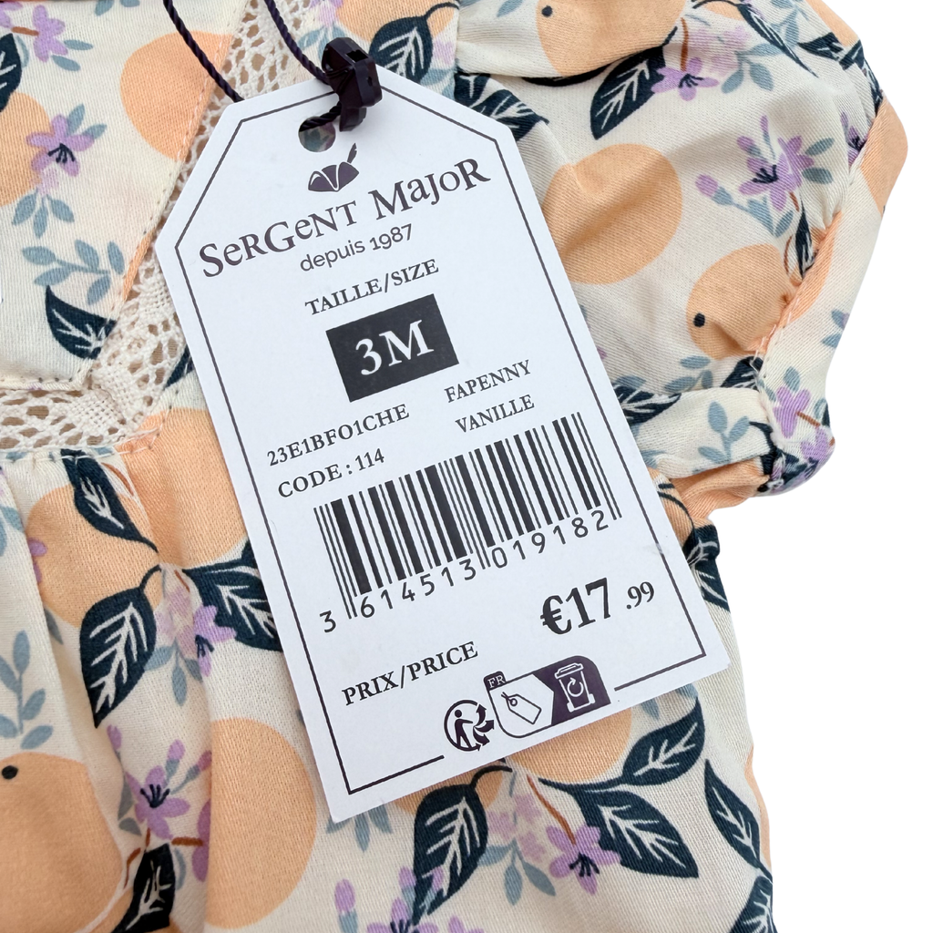 Robe écrue imprimée citrons — 3 mois