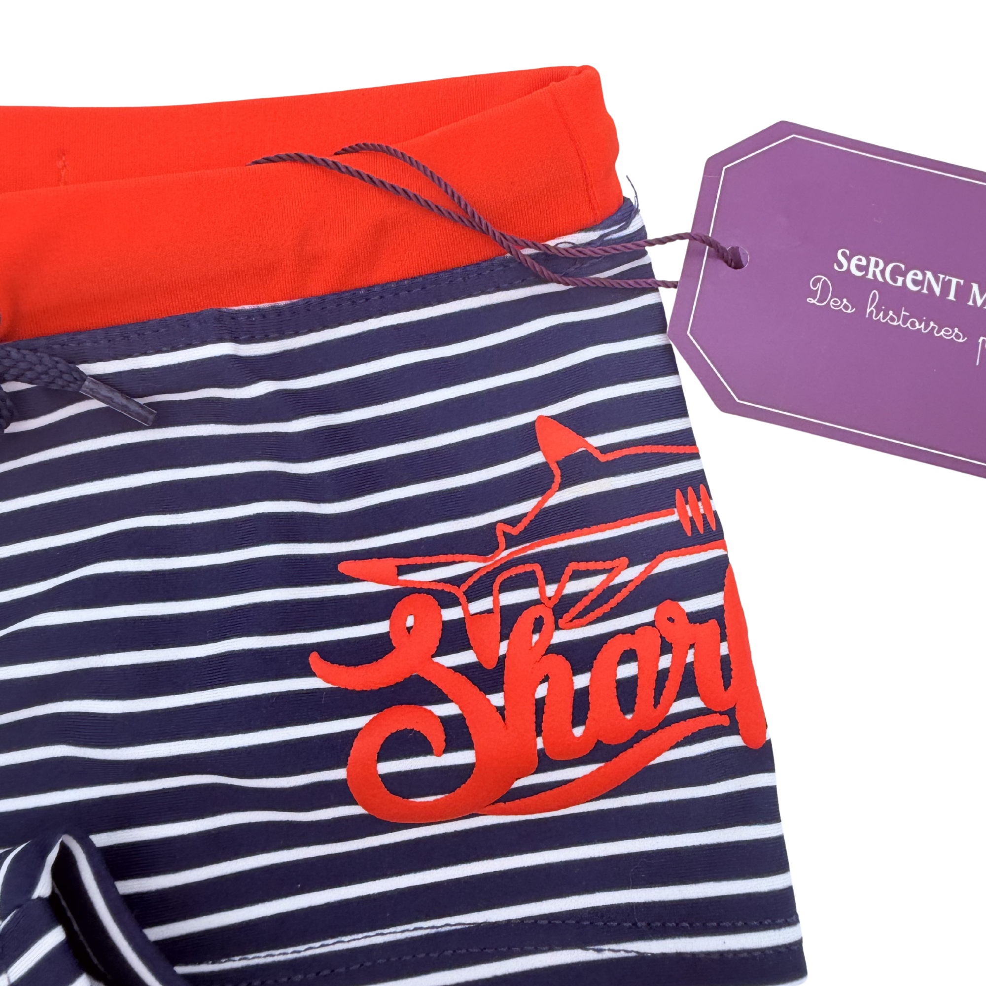 Boxer de bain rayé bleu marine et rouge — 2-3 ans