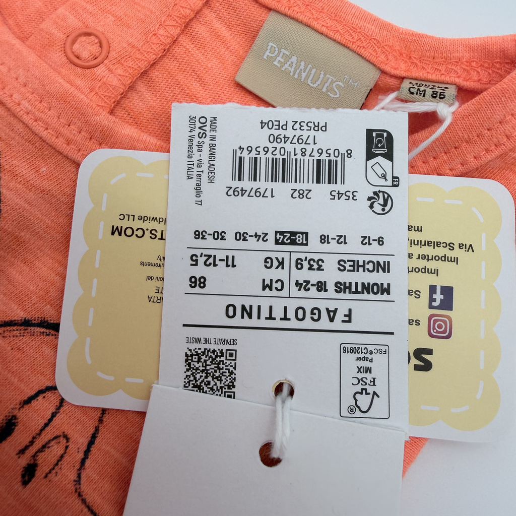 Débardeur orange Snoopy — 18-24mois