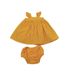 Ensemble robe broderie anglaise moutarde et bloomer - 6 mois