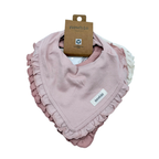 Lot de 2 bavoirs bandana à volants rose et écru en coton bio