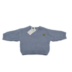 Pull en maille bleu ciel avec cœur brodé — 9 mois