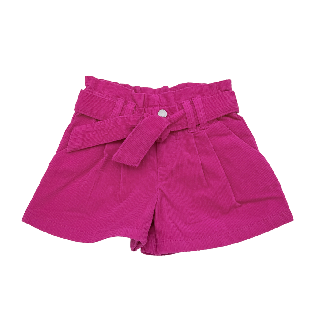 Short rose fuchsia en velours côtelé avec ceinture - 3 ans