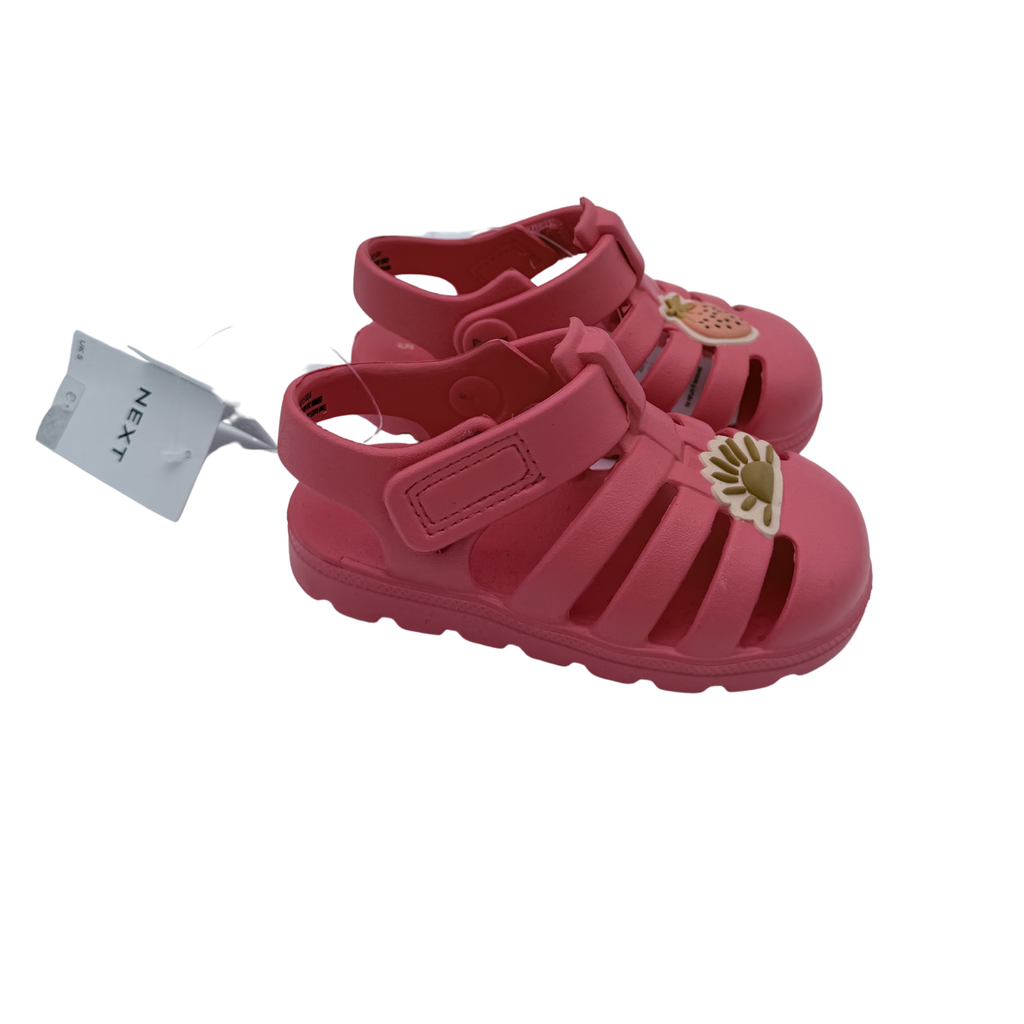 Sandales roses corail avec motifs fruits — 21,5