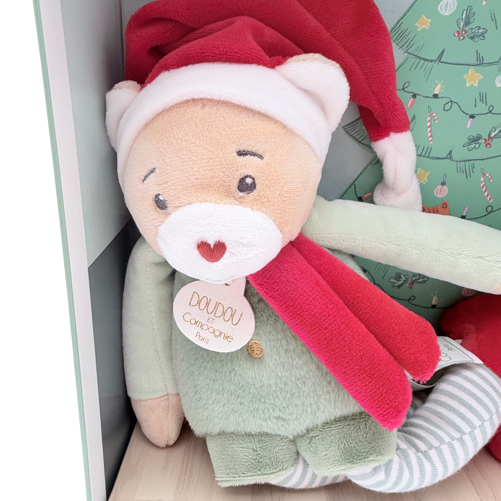 Peluche lutin farceur de Noël avec boîte décorative