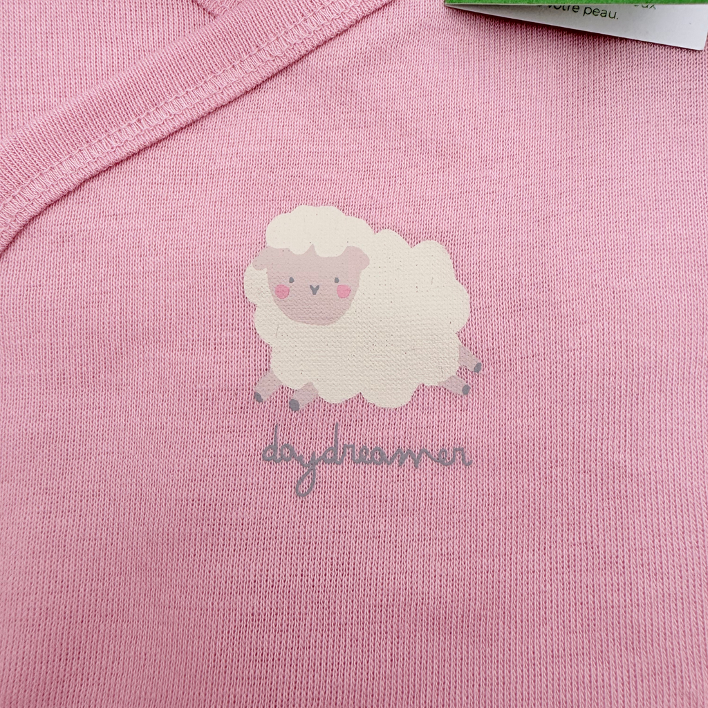Lot de 3 bodies bébé croisés rose et blanc - 1 mois