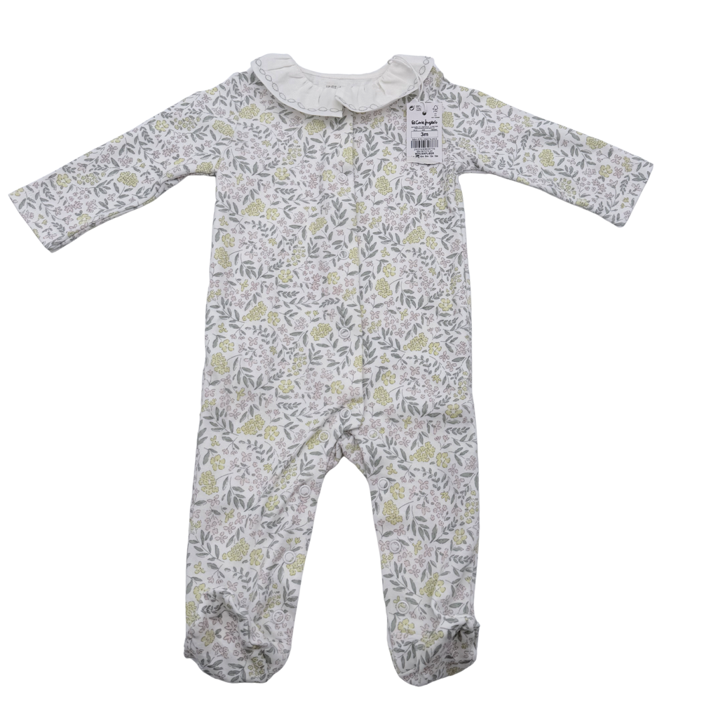 Pyjama à col volant imprimé fleuri — 3 mois