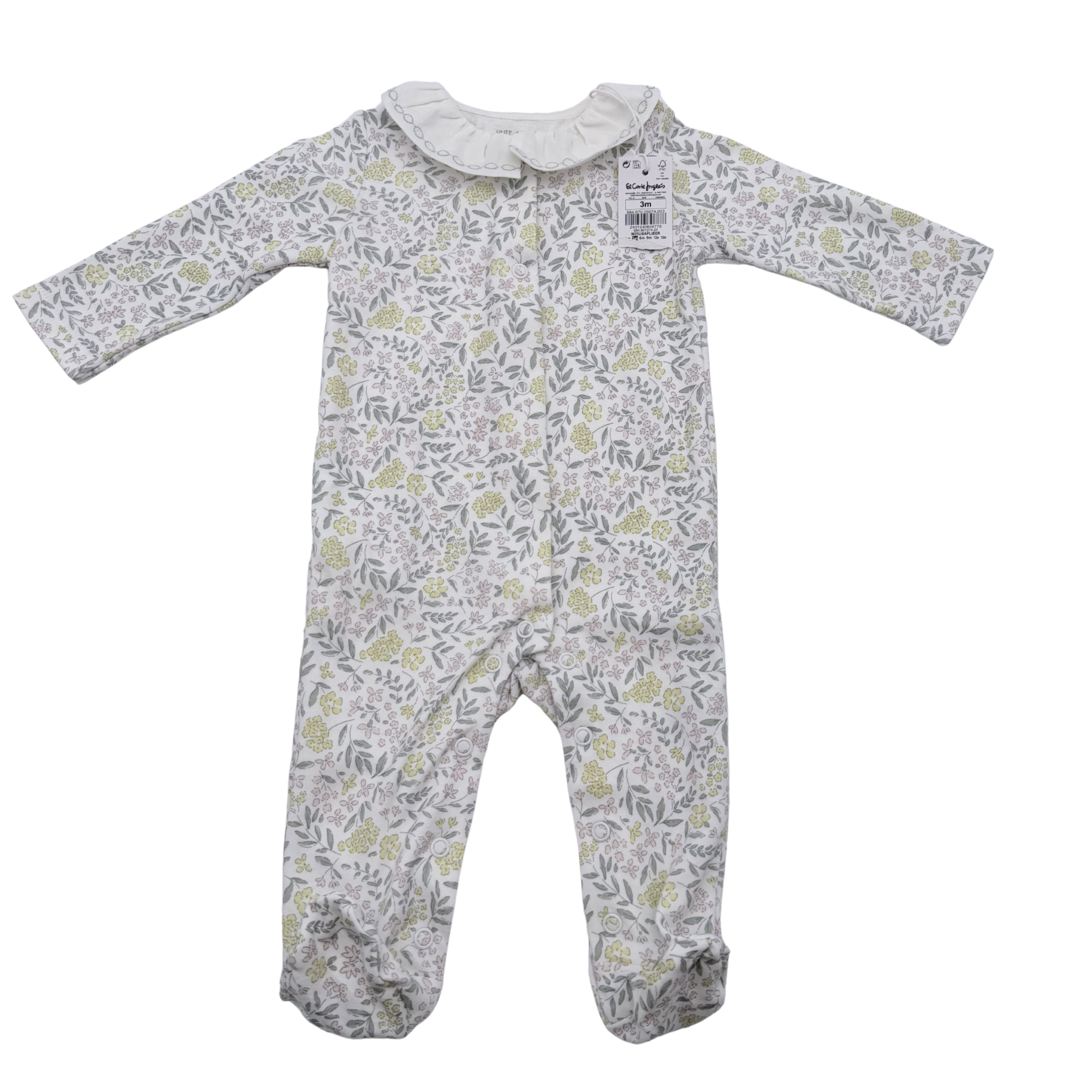 Pyjama à col volant imprimé fleuri — 3 mois