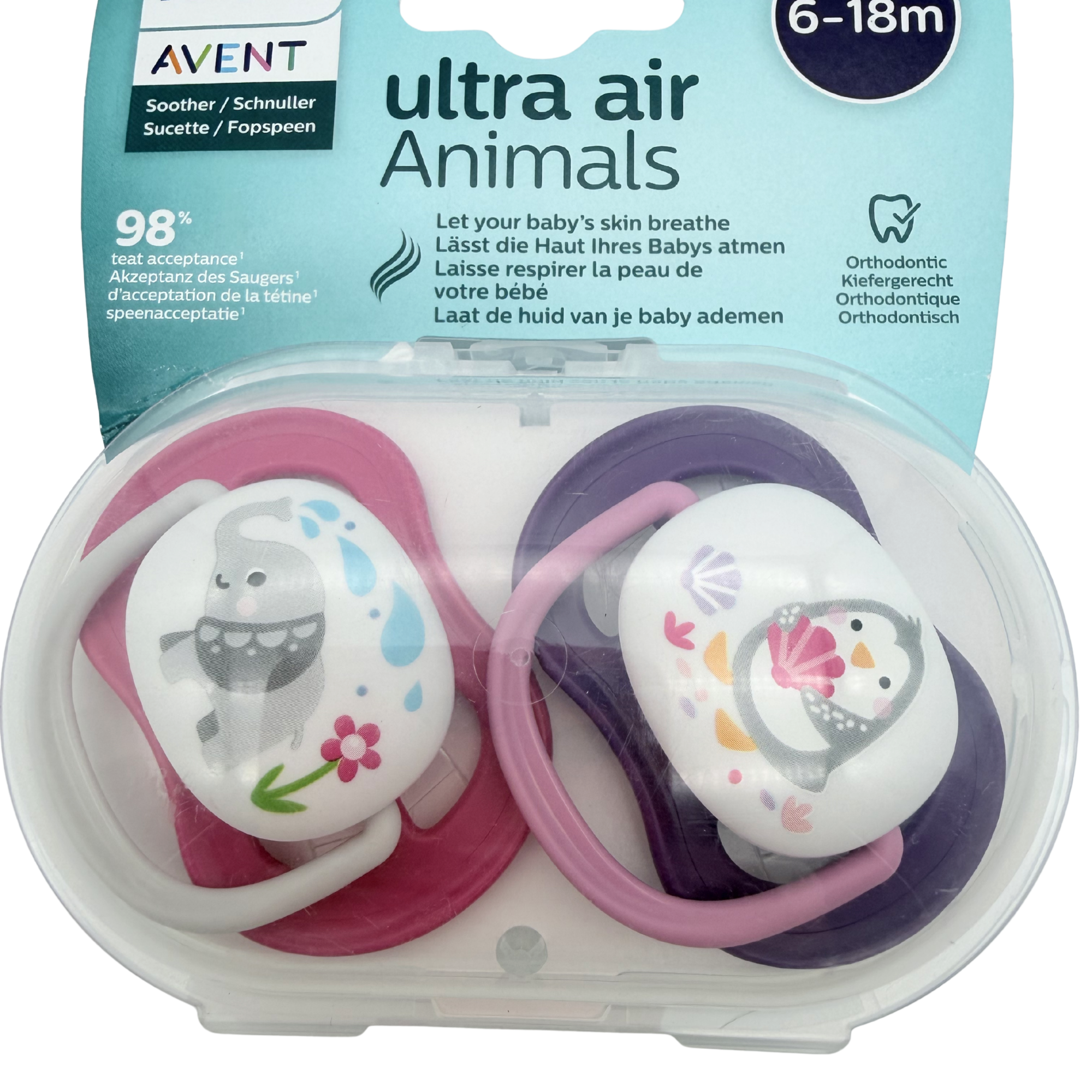 Lot de 2 sucettes animaux — 6-18 mois