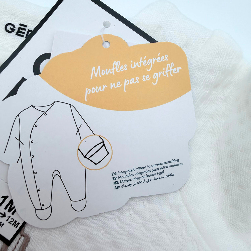 Pyjama bébé blanc « Mini Amour » - 1 mois