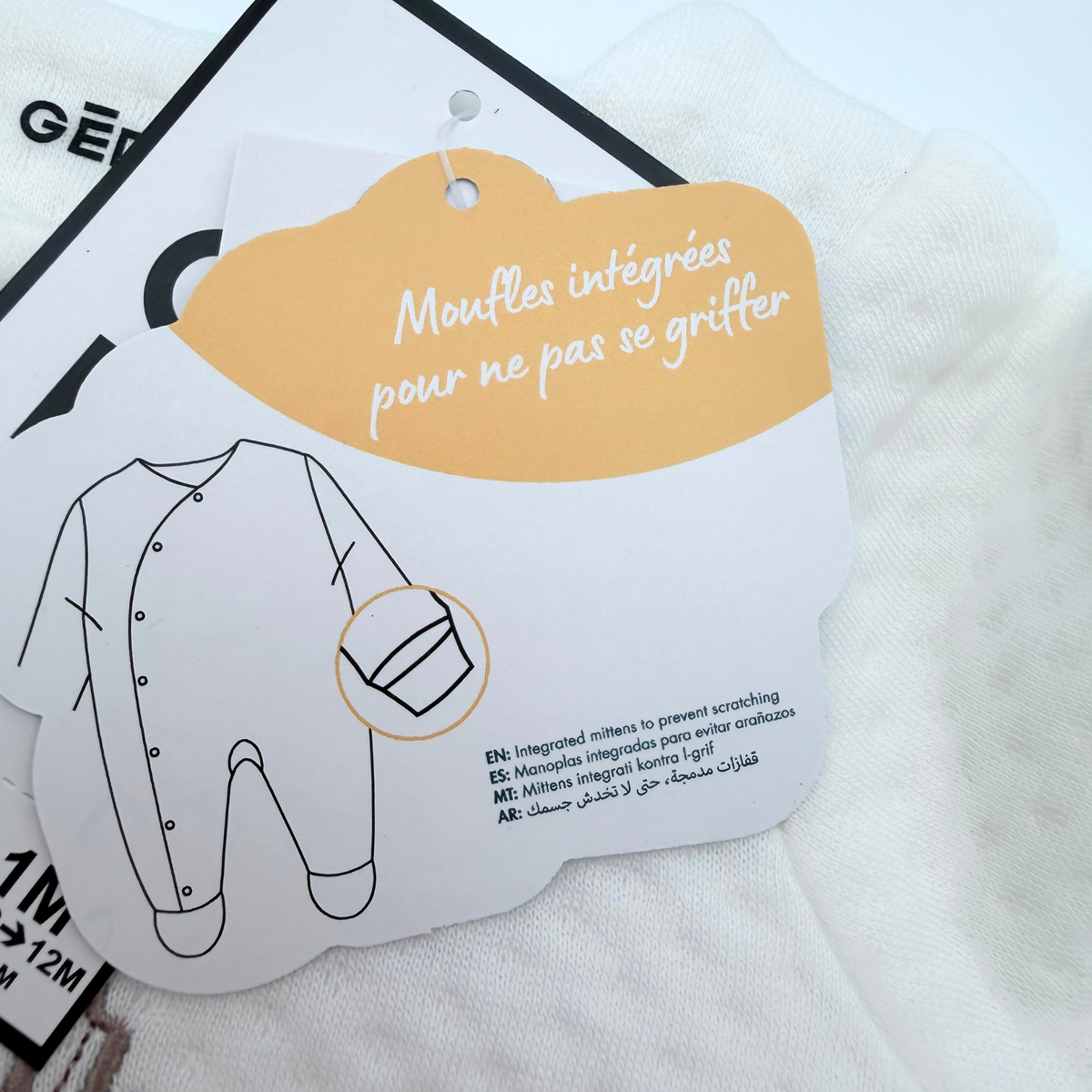 Pyjama bébé blanc « Mini Amour » - 1 mois